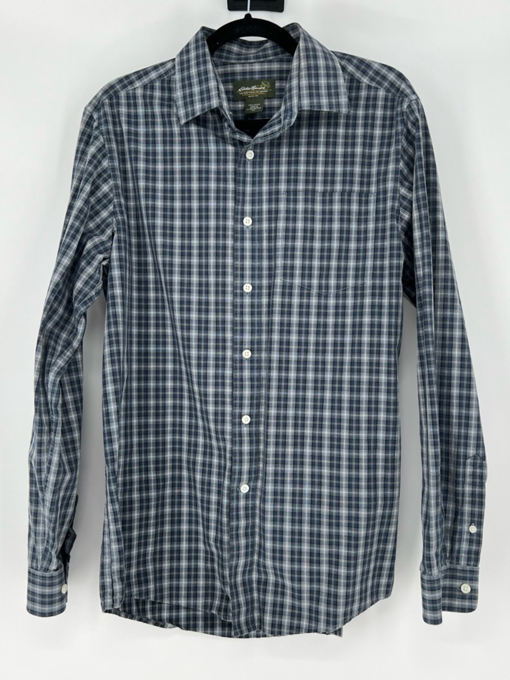 Eddie Bauer Blue and Gray Plaid Button-Down Shirt